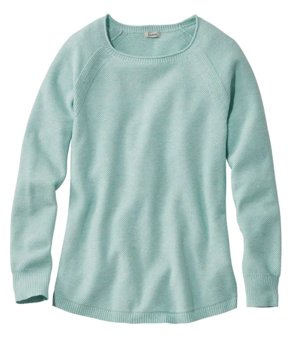 Women's Textured Cotton Sweater, Long-Sleeve Blue Extra Small, L.L.Bean