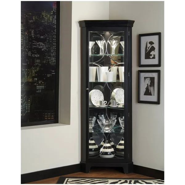 Pulaski Oxford Black Corner Curio