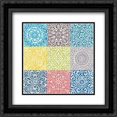 Amadora Bright 2x Matted 20x20 Black Ornate Framed Art Print by Wild Apple Portfolio