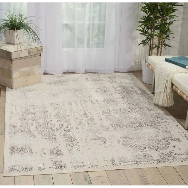 Kathy Ireland Silver Screen KI344 Area Rug - 2&2x22 x 7&6x22 Runner - Ivory/Grey