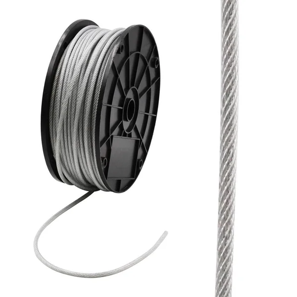 Everbilt 1/8 in. x 250 ft. Galvanized Vinyl Coated Steel Wire Rope, Metallics