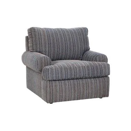 Atlas Accent Chair, Textured Chenille Fabric, Blue, Gray