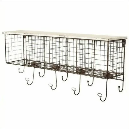 Pemberly Row 4 Cubby Wall Shelf in White - Size: 6.5