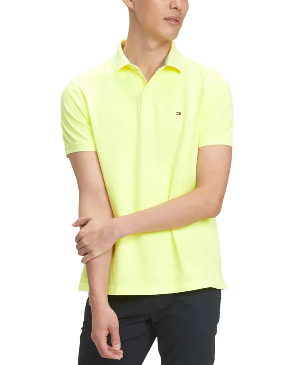 Tommy Hilfiger Men's Ivy Custom-Fit Neon Washed Polo Shirt - Safety Yellow