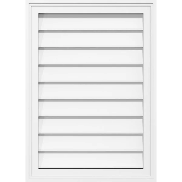 Ekena Millwork GVPVE14X4002SN 14x22W x 40x22H Vertical Surface Mount PVC Gable Vent: Non-Functional, w/ 2x22W x 1-1/2x22H Brickm