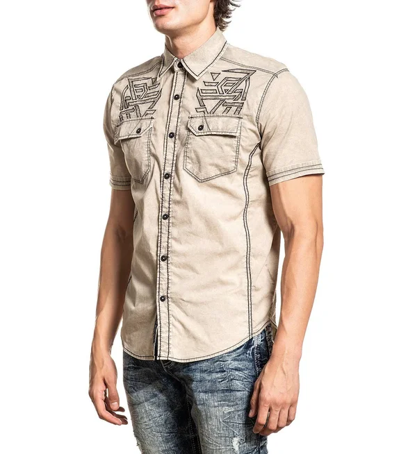 American Fighter Binary Stretch Shirt - Cream XX-Large, Men's