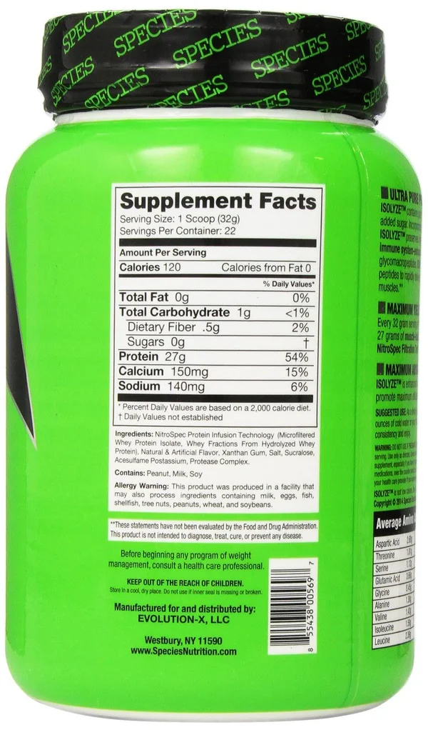 Isolyze, Vanilla Peanut Butter, 22 Servings, Species Nutrition