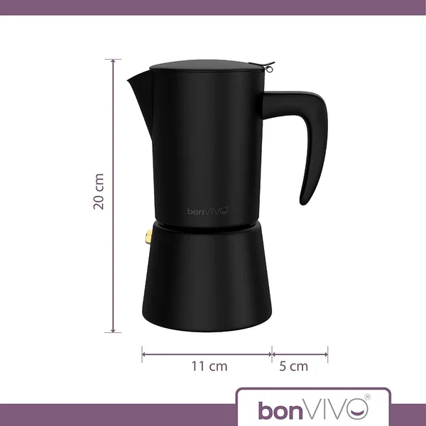 bonVIVO Intenca Stovetop Espresso Maker - Luxurious Italian Coffee Machine Maker - Stainless Steel Espresso Maker Full Bodied Cof