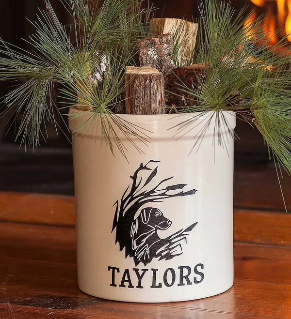 Plow & Hearth Personalized Labrador Stoneware Crock, 3 Gallons
