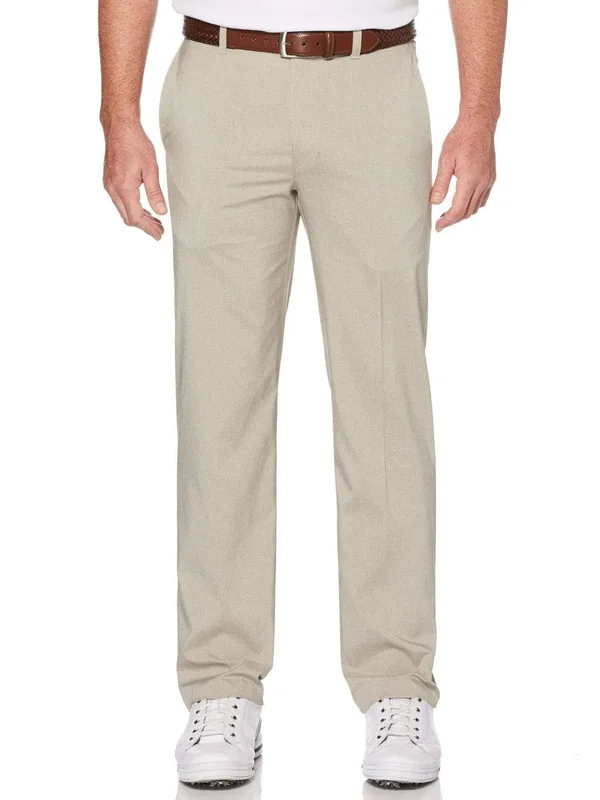 Grand Slam Men's Slim Yarn Dyed Heather Pants - Size 40 x 30, Khaki Heather White, Polyester/Spandex, Golf Apparel Shop