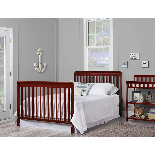 Dream on Me Ashton 5 in 1 Convertible Crib, Cherry