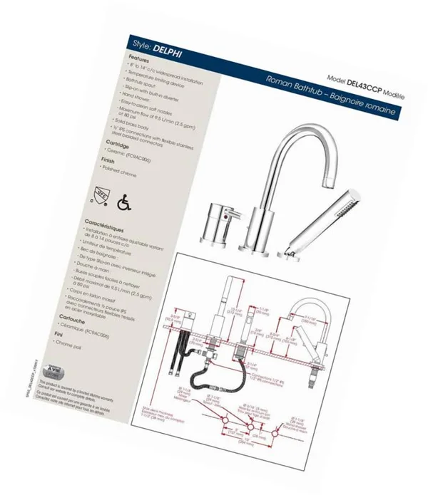 Belanger Del43ccp Single-Handle Roman Bathtub Faucet - Polished Chrome
