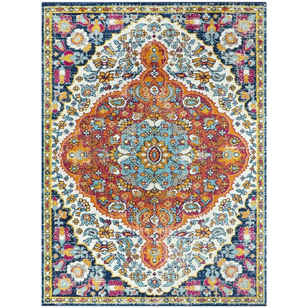 BALTA Telford Teal 7 ft. x 9 ft. Oriental Medallion Area Rug, Blue