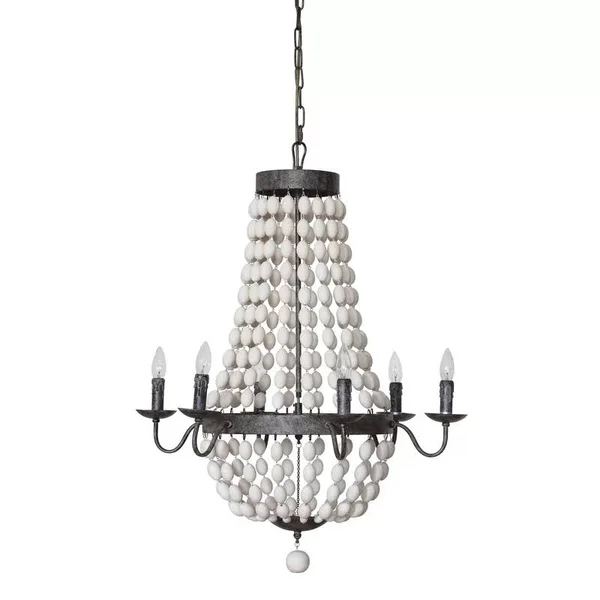 Bargas 6 - Light Unique - Statement Empire Chandelier with Wood Accents - Brown