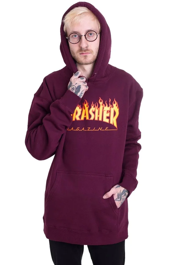 Thrasher Flame Hoodie - Maroon