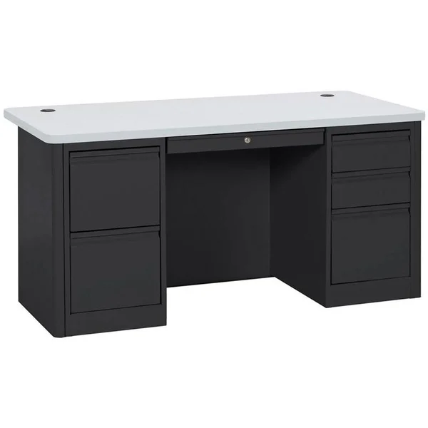 Sandusky 900 Series 29.5" Double Pedestal Desk Finish: Black, Grey Nebula