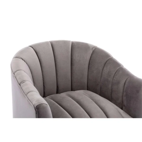 Modern 28.00x22 Wide Tufted Velvet Barrel Chair with Metal Legs - Fabric - Pink