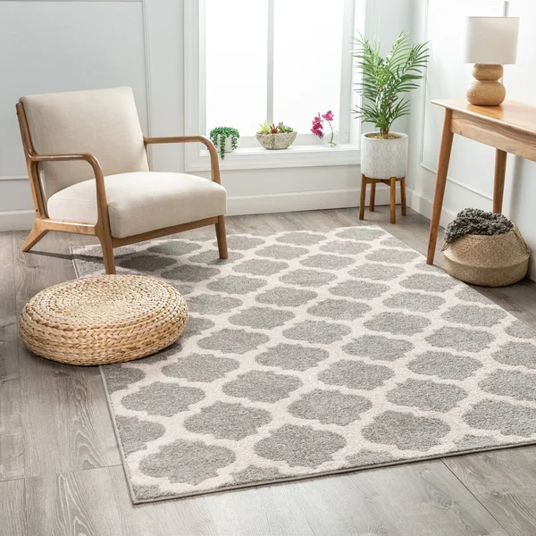 Well Woven Mystic Zoe Modern Trellis Grey 7'10 inch x 9'10 inch Area Rug - Gray