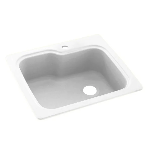 Swan White Solid Surface Single Bowl Kitchen Sink 25x22 x 22x22