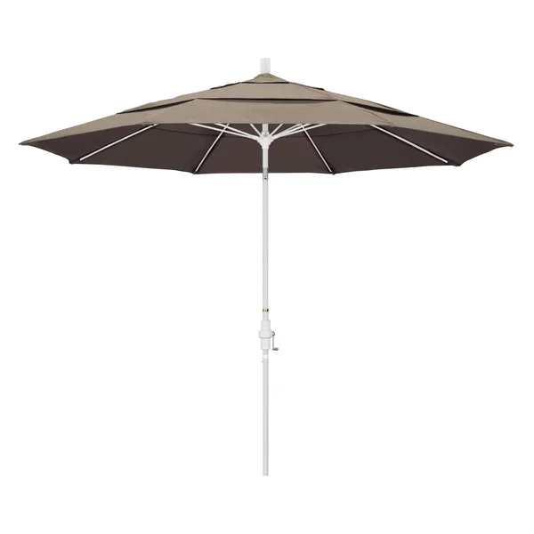California Umbrella 11 ft. Fiberglass Double Vent Sunbrella Tilt Market Umbrella Taupe