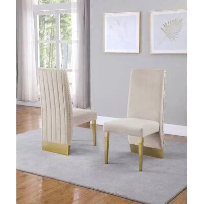 Wrenn Tufted Velvet Upholstered Dining Chair Everly Quinn Upholstery Color: Beige