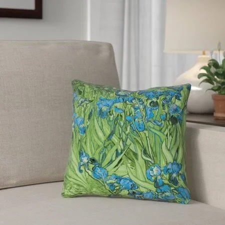 Red Barrel Studio Morley Irises 100pct Cotton Throw Pillow, Green
