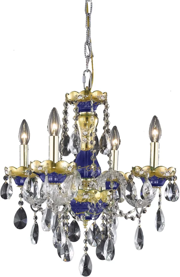 Elegant Lighting 7810D19BE/EC Alexandria 4 Light Blue Pendant Clear Elegant Cut Crystal
