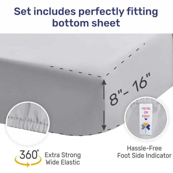 Split King Sheets for Adjustable Bed - Light Blue Color, 500 Thread Count 100% Real Cotton, Silky Sateen Weave 5 Piece Bed Sheet