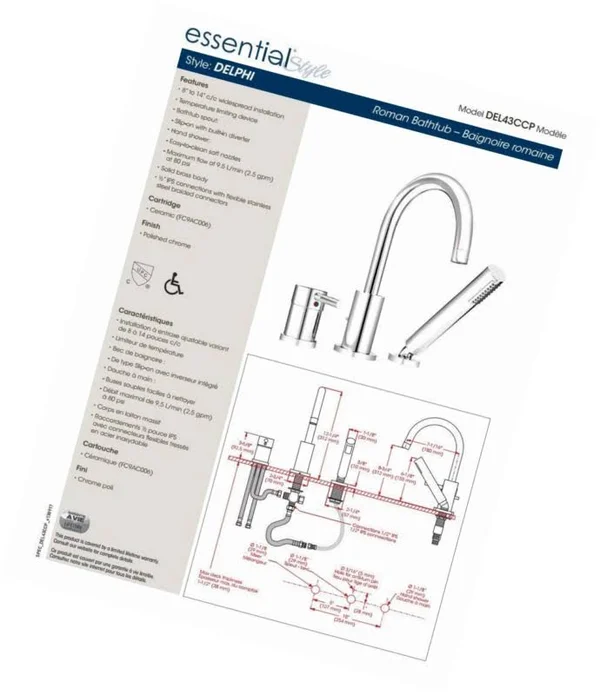 Belanger Del43ccp Single-Handle Roman Bathtub Faucet - Polished Chrome
