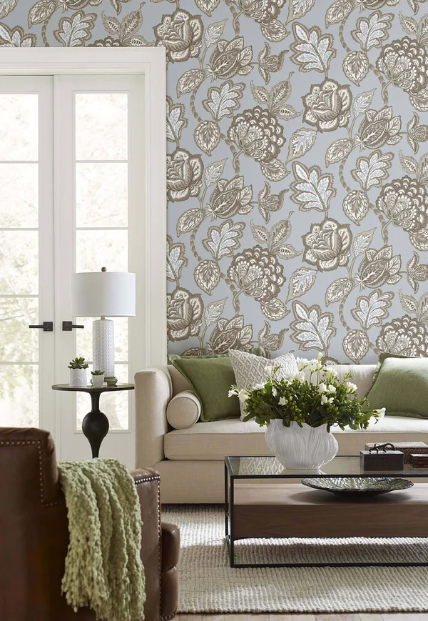 Wallpaper - CY1540 Conservatory Midsummer Jacobean York Wallcoverings Medium Gray/Pink