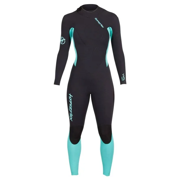 Hyperflex Womens VYRL 4/3mm GBS Fullsuit - Black/Teal, 8
