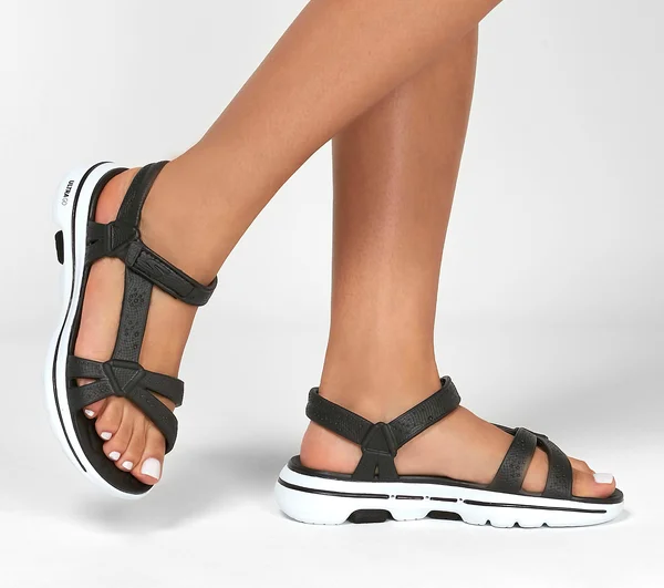 Skechers Women's Cali Gear GOwalk 5 Tahiti Walking Sandal - Black/White