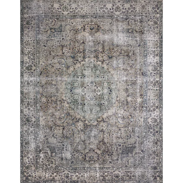 Alexander Home Isabelle Traditional Vintage Border Printed Area Rug - 7&6x22 x 9&6x22 - Taupe/Stone