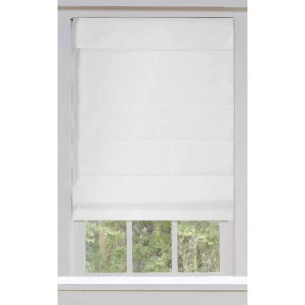 Allen + Roth 60-in x 72-in Snow Blackout Cordless Roman Shade Cotton in White - RBOWT600720