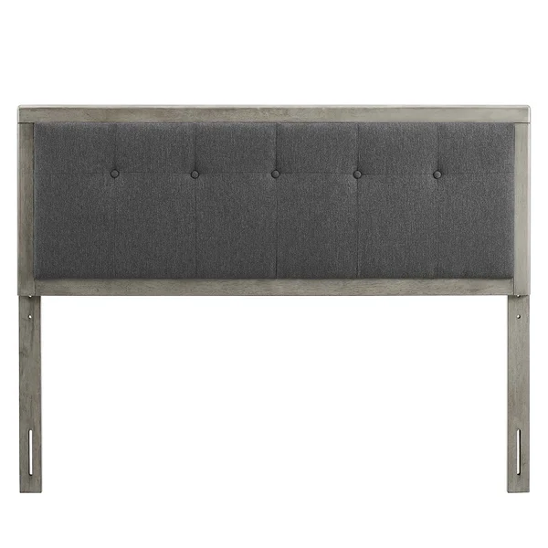 Marlin Traditional Charcoal Fabric Button Tufted Twin Size Grey Wooden Headboard