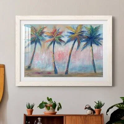 Color Pop Palms - Picture Frame Painting Print on Paper Bay Isle Home Format: White Framed Paper - Size: 31x22 H x 44x22 W x 1x22