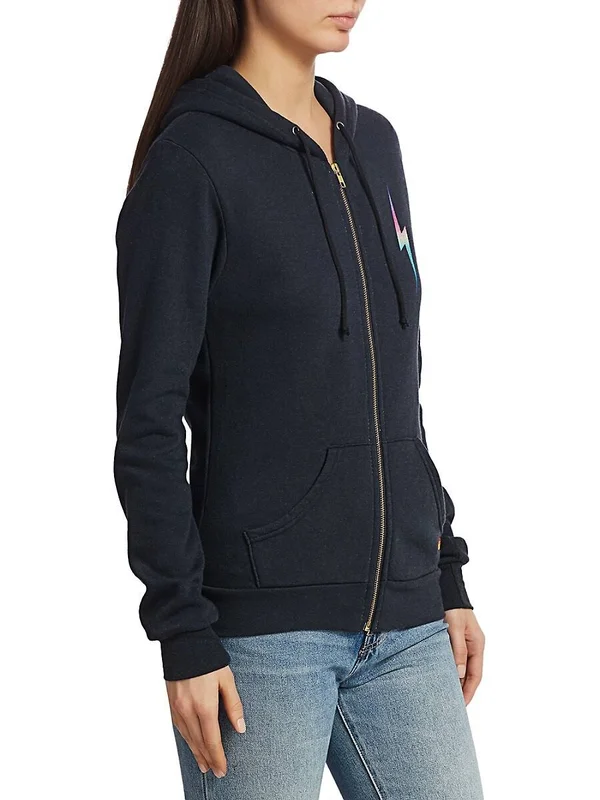 Aviator Nation - Bolt Zip Hoodie in Heather/Rainbow Pink Xs