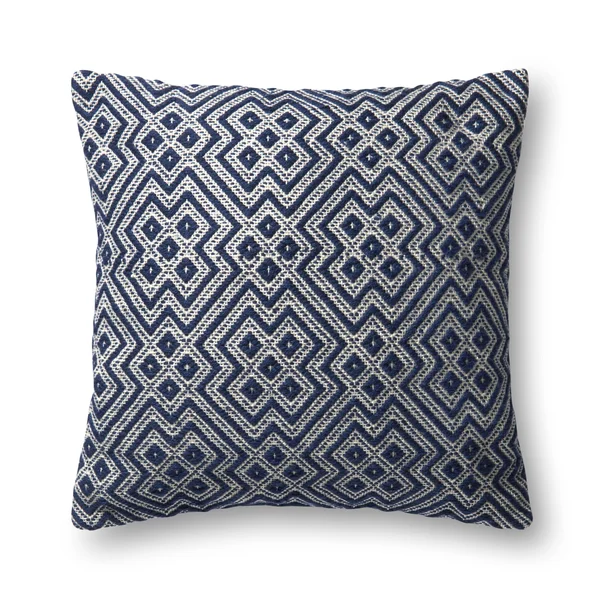 Loloi P0499 Navy/White Pillow Down-Pillow 22x22W x 22x22L