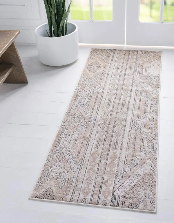 Southwestern Grand Canyon Aztec Area Rug 5 ft Round, Tan