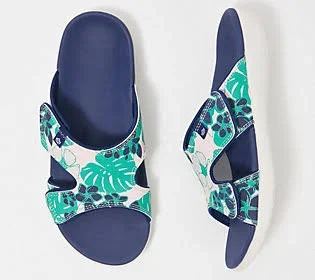 Spenco Orthotic Slide Sandals - Kholo Luau - Size 8 Wide, Dark Navy