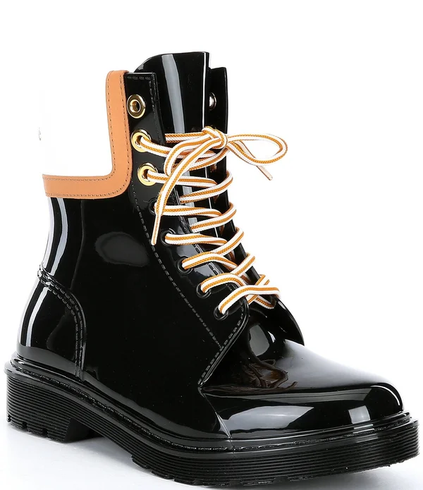 See by Chloé Women's Florrie Lace-Up Rain Boots - Black - Size 8