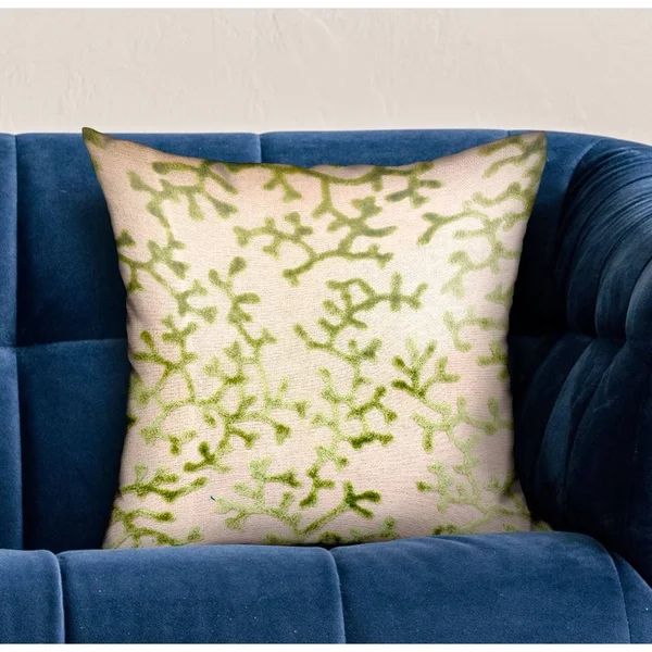 Plutus Brands PBDU1903-2030-DP 20 x 30 in. Sage Reef Apple Green Floral Luxury Throw Pillow