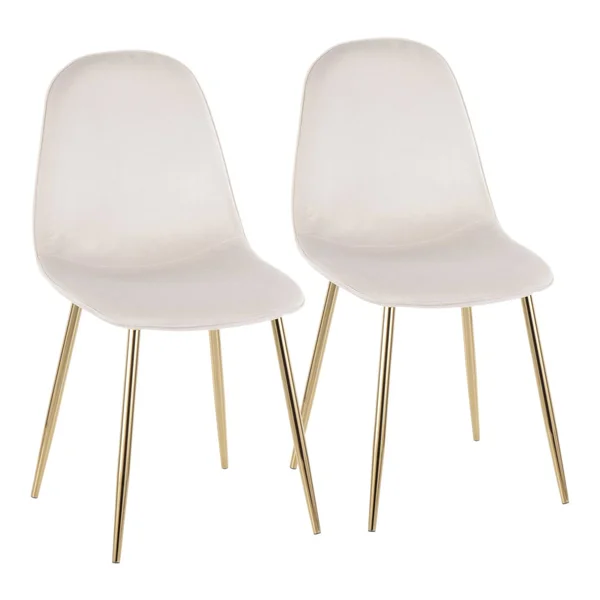 Pebble Chair - Set of 2 - Gold Steel - Cream Velvet