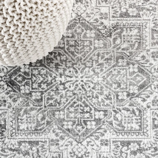 Jonathan Y Modern Persian Vintage Medallion Area Rug 5x8 Area Rugs Light Grey