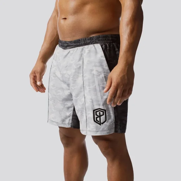 Born Primitive Athletic Training Shorts, Camouflage Gym Shorts, Large