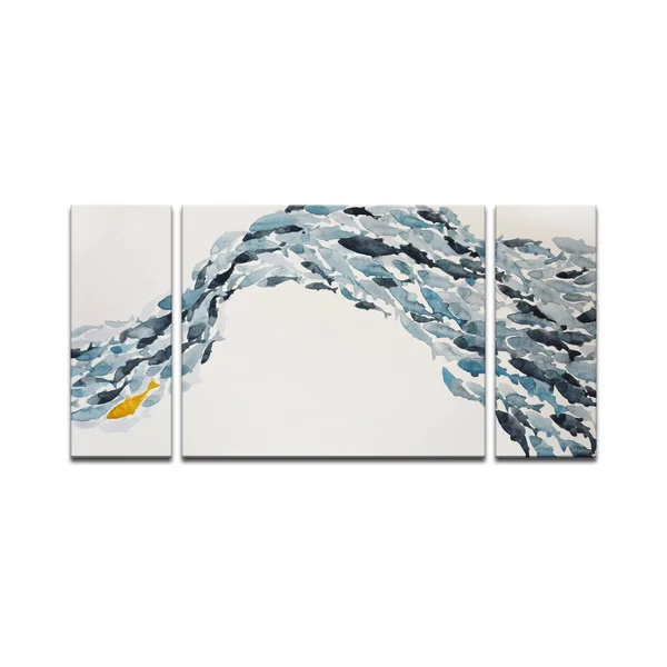 &Goldfish& Wrapped Canvas Coastal Wall Art Set by Norman Wyatt Jr. Overall 60x22 W x 30x22 H