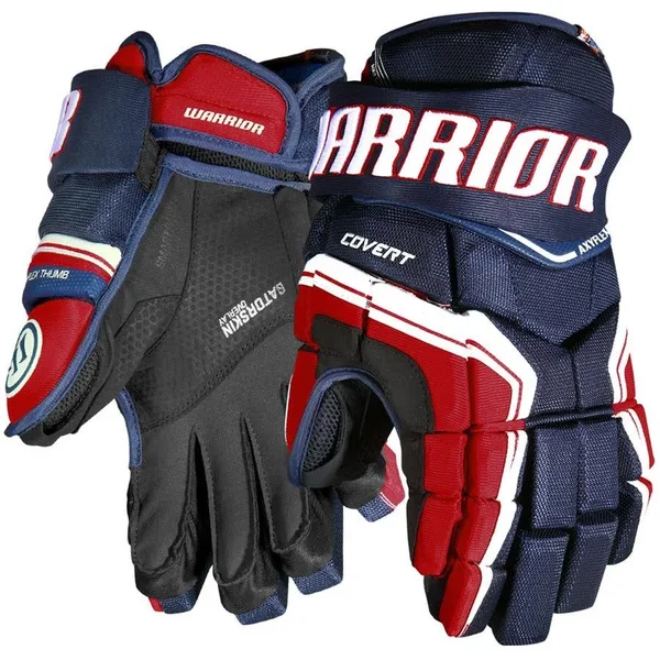 Warrior Covert QR Edge Hockey Gloves - Senior - Navy/Red/White - 13.0x22