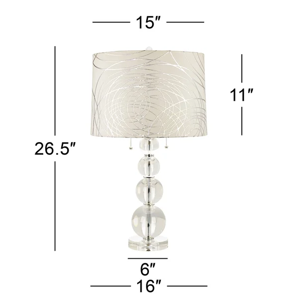 Abstract Silver Circles Stacked Crystal Spheres Table Lamp
