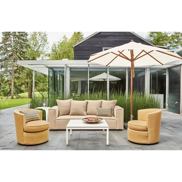 Room & Board, Modern Parsons Outdoor Coffee Table w/ 1x22 Leg 18d 18W 16h in Orange, Orange Recycled HDPE Top w/ Ocean Blu
