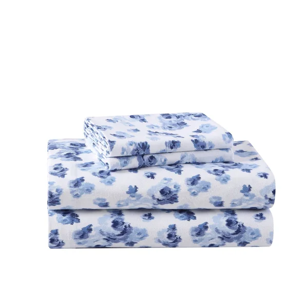 Laura Ashley Cotton Flannel Deep Pocket Bed Sheet Sets - Emelisa - King